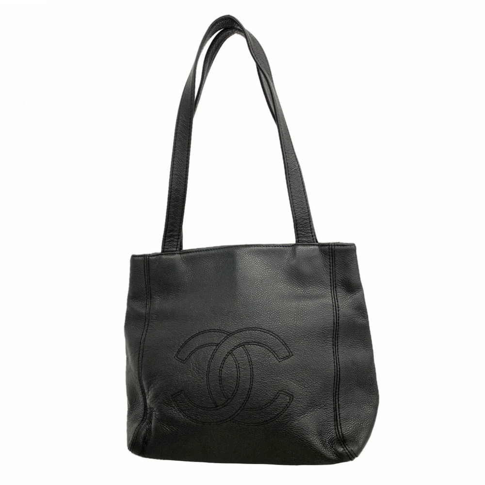 CHANEL Black Caviar Leather Tote Bag